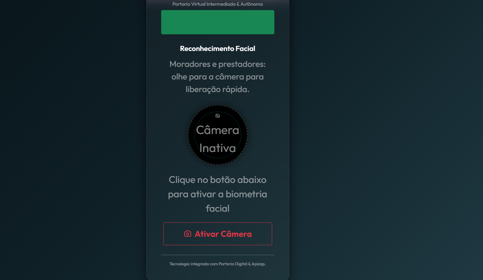 Tela de Reconhecimento Facial